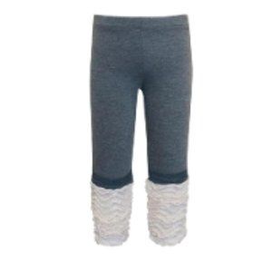 Baby Sara Little Girl Grey/Ivory Knit Leggings with Ruched Leg Warmers